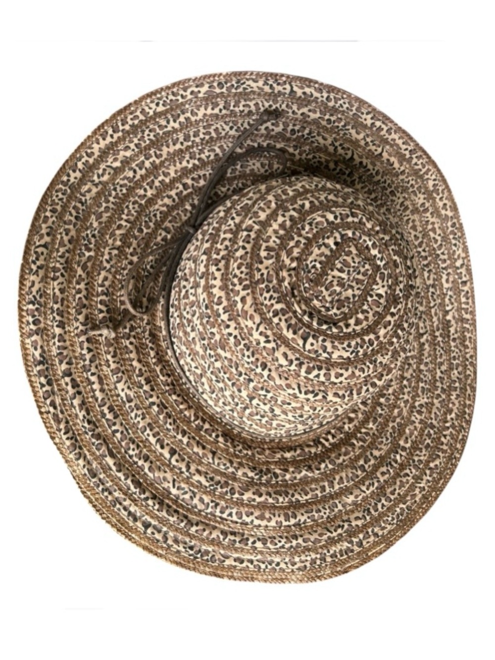 Floppy Straw & Leopard Fabric Sun Hat